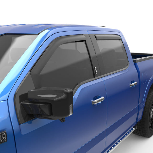 EGR 15+ Ford F150 Crew Cab In-Channel Window Visors - Set of 4 - Matte (573495) EGR Wind Deflectors  AXOPROS