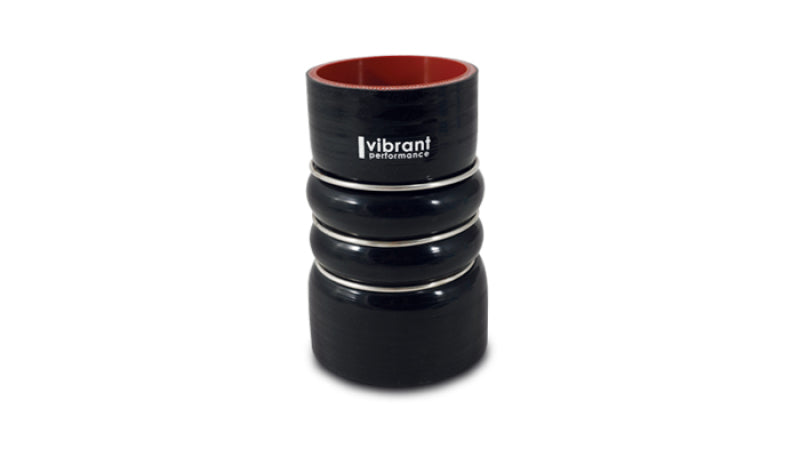 Vibrant 4 Ply Aramid Hump Hose w/3 SS Rings 2.5in ID x 6in Length - Black Vibrant Silicone Couplers & Hoses  AXOPROS