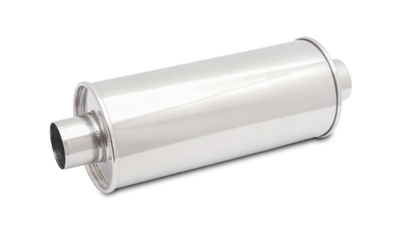 Vibrant StreetPower Round Muff 6inx9inx14in long Muff body 3in inlet I.D. x3in outlet Center-Center Vibrant Muffler  AXOPROS