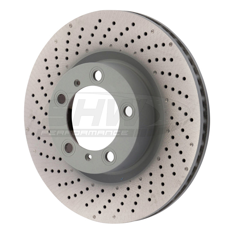 SHW 09-16 Porsche 911 Carrera w/o Ceramic Brake Left Front Drill-Dimp MB Brake Rotor (99735140101) SHW Performance Brake Rotors - Drilled  AXOPROS