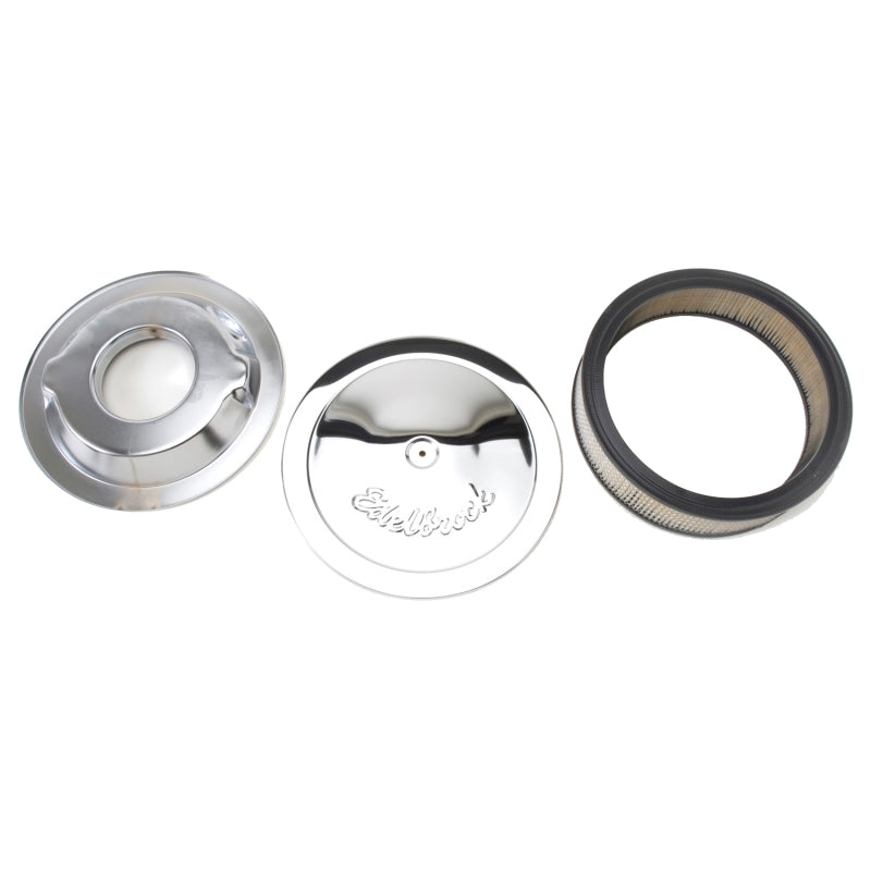Edelbrock Air Cleaner Pro-Flo Series Round Steel Top Paper Element 14In Dia X 3 75In Dropped Base Edelbrock Air Filters - Universal Fit  AXOPROS