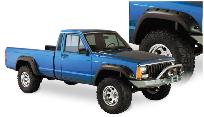 Bushwacker 84-01 Jeep Cherokee Cutout Style Flares 4pc Fits 2-Door Sport Utility Only - Black Bushwacker Fender Flares  AXOPROS