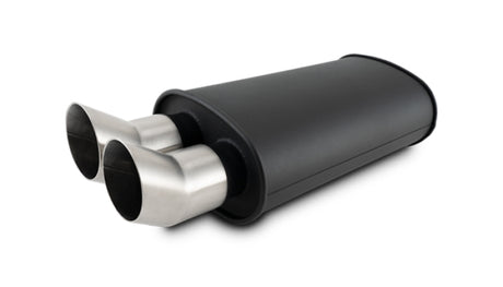 Vibrant Streetpower Flat Blk Muffler 9x5x15in Body 2.5in Inlet ID 3in Tip OD w/Dual DTM Tips Vibrant Muffler  AXOPROS