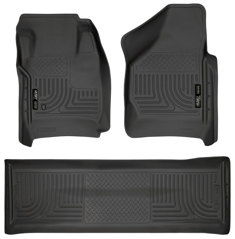 Husky Liners 08-10 Ford SD Crew Cab WeatherBeater Combo Black Floor Liners (w/o Manual Trans Case) Husky Liners Floor Mats - Rubber  AXOPROS