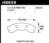 Hawk 06-13 Chevrolet Corvette Z06 DTC-60 Race Front Brake Pads (One Piece) Hawk Performance Brake Pads - Racing  AXOPROS