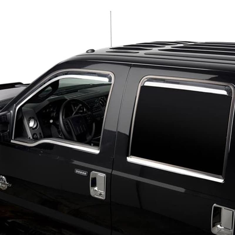 Putco 99-16 Ford SuperDuty Crew Cab (Set of 4) Element Chrome Window Visors Putco Wind Deflectors  AXOPROS