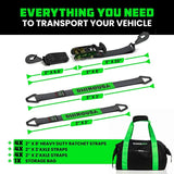 Rhino USA Heavy Duty Vehicle Tie Down Kit (Snap Hook) Rhino USA Cargo Tie-Downs  AXOPROS