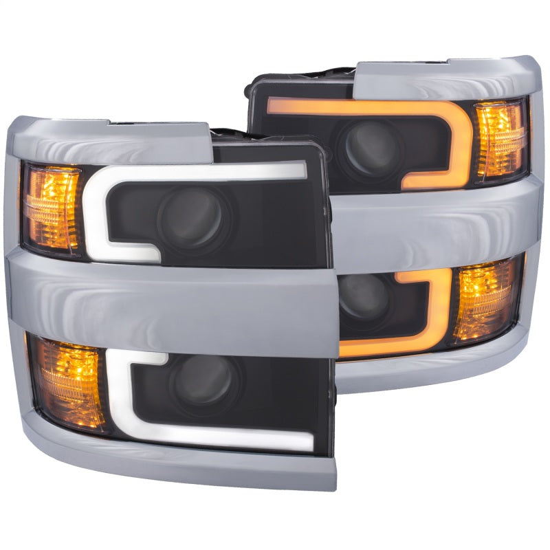 ANZO Projector Headlights 15-17 Chevrolet Silverado 2500HD / 3500HD Black w/ Chrome Rim ANZO Headlights  AXOPROS