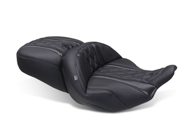 Mustang 23-25 Harley CVO Road Glide (ST) Super Touring Standard Reach One-Piece, 2 UP Black Mustang Motorcycle Solo Motorcycle Seats  AXOPROS