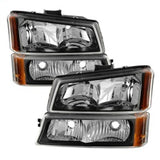 Xtune Chevy Silverado 2500HD 03-06 Crystal Headlights w/ Bumper Lights Black HD-JH-CSIL03-AM-BK-SET SPYDER Headlights  AXOPROS