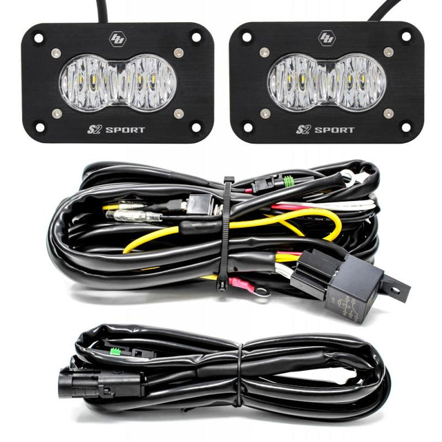 Baja Designs S2 Sport Flush Mount Wide Cornering Pattern LED Work Light Clear Lens Kit Baja Designs Light Bars & Cubes  AXOPROS