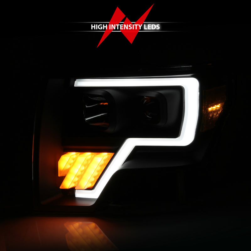 ANZO 2009-2014 Ford F-150 Projector Light Bar G4 H.L. Black Amber ANZO Headlights  AXOPROS