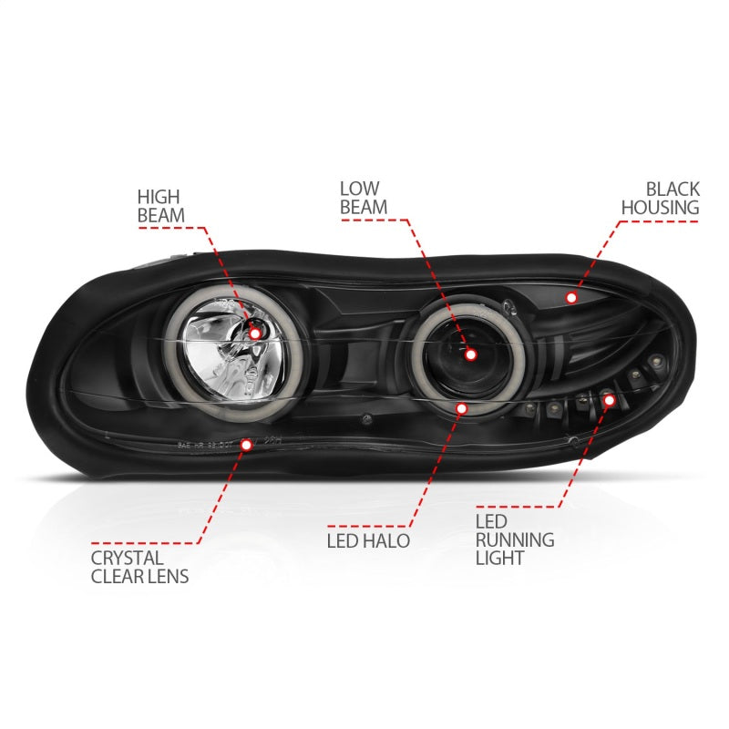 ANZO 1998-2002 Chevrolet Camaro Projector Headlights w/ Halo Black ANZO Headlights  AXOPROS
