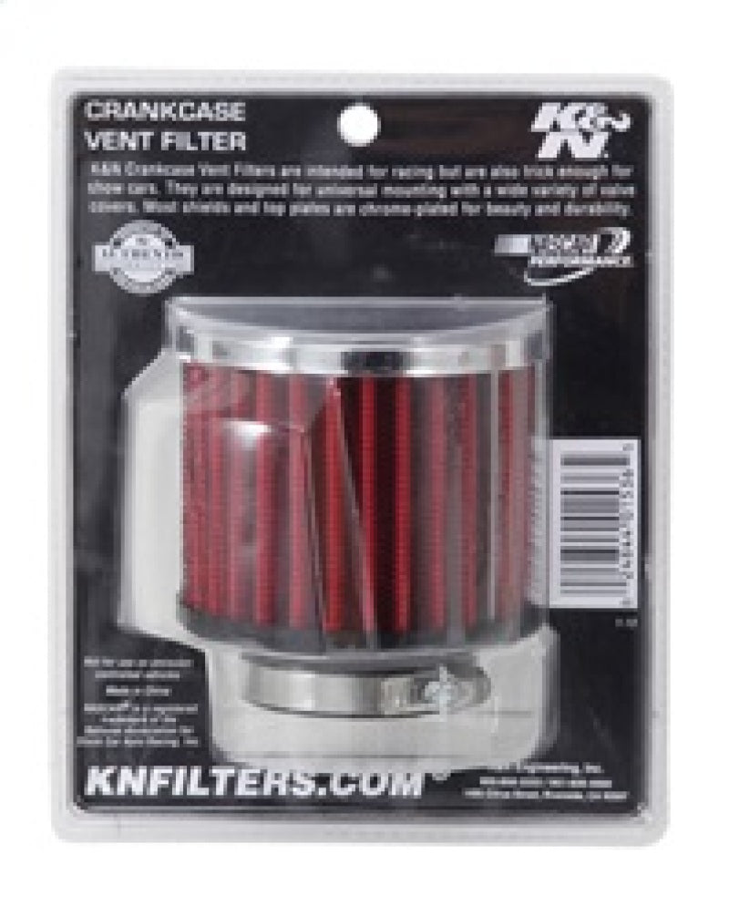K&N 1.5in Flange ID x 3in OD x 2.5in H Chrome Finish Rubber Base Crankcase Vent Filter K&N Engineering Air Filters - Universal Fit  AXOPROS