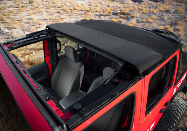 Rampage 2018-2021 Jeep Wrangler JL 4-Door Trailview Fastback - Black Diamond Rampage Soft Tops  AXOPROS