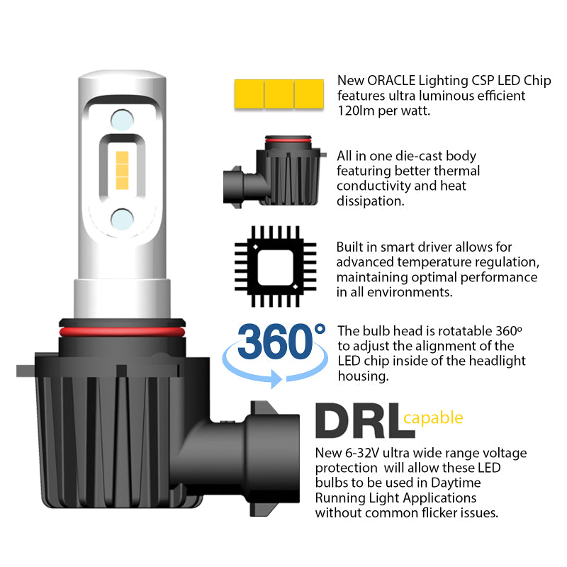 Oracle 9006 - VSeries LED Headlight Bulb Conversion Kit - 6000K ORACLE Lighting Bulbs  AXOPROS