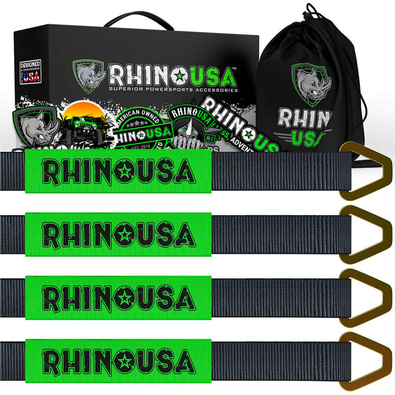 Rhino USA Axle Tie Down Straps (4-Pack) 2In X 38In - Black Rhino USA Cargo Tie-Downs  AXOPROS