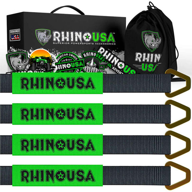 Rhino USA Axle Tie Down Straps (4-Pack) 2In X 38In - Black Rhino USA Cargo Tie-Downs  AXOPROS