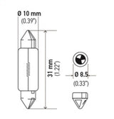 Hella Universal Clear 12V 10W 10x41mm T3.25 Bulb Hella Driving Lights  AXOPROS