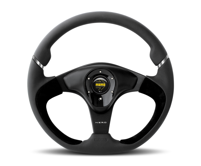 Momo Nero Steering Wheel 350 mm - Black Leather/Suede/Black Spokes MOMO Steering Wheels  AXOPROS