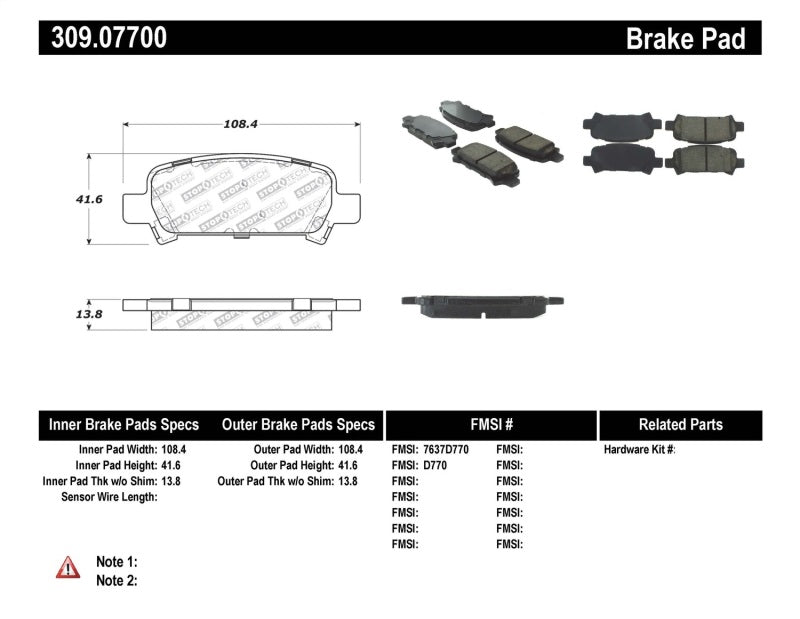 StopTech Performance 02-03 WRX Rear Brake Pads Stoptech Brake Pads - Performance  AXOPROS