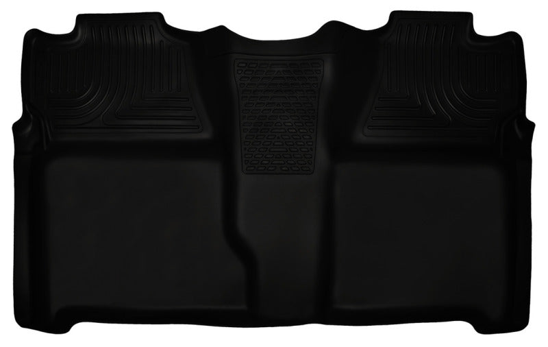 Husky Liners 07-13 Chevy Silverado 1500/2500HD Crew Cab PU Weatherbeater Black 2nd Seat Floor Liner Husky Liners Floor Mats - Rubber  AXOPROS