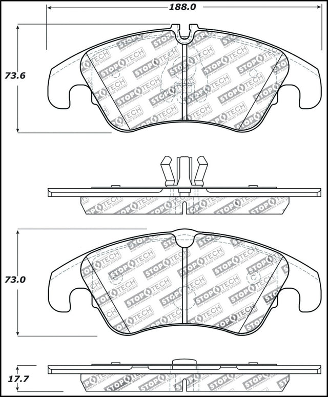 StopTech Performance 08-10 Audi A5 / 10 S4 / 09-10 Audi A4 (except Quattro) Front Brake Pads Stoptech Brake Pads - Performance  AXOPROS