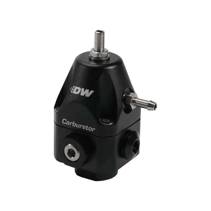 DeatschWerks DeatschWerks Compact Carburetor Adjustable Fuel Regulator 6AN x4 Inlets - 6AN Return - Black Fuel Pressure Regulators aftermarket performance part