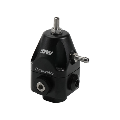 DeatschWerks DeatschWerks Compact Carburetor Adjustable Fuel Regulator 6AN x4 Inlets - 6AN Return - Black Fuel Pressure Regulators aftermarket performance part