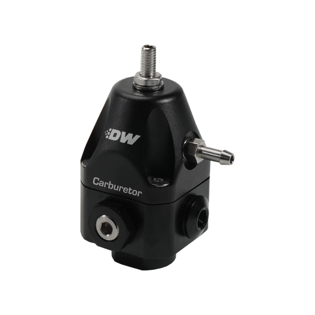 DeatschWerks DeatschWerks Compact Carburetor Adjustable Fuel Regulator 6AN x4 Inlets - 6AN Return - Black Fuel Pressure Regulators aftermarket performance part
