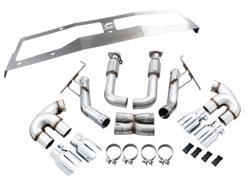 AWE Tuning 2020 Chevrolet Corvette (C8) Track Edition Exhaust - Quad Chrome Silver Tips AWE Tuning Catback  AXOPROS