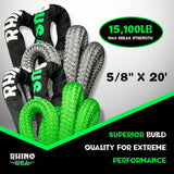 Rhino USA Kinetic Energy Recovery Rope (5/8In X 20Ft) Green Rhino USA Cargo Tie-Downs  AXOPROS
