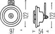 Hella Sharptone Horn Kit 12V 415/350Hz Yellow (3BB922000731 = H31000001) (Min Qty 360) Hella Horns  AXOPROS