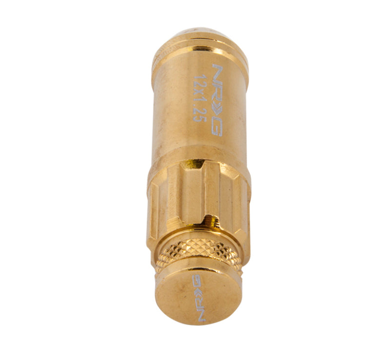 NRG 700 Series M12 X 1.25 Steel Lug Nut w/Dust Cap Cover Set 21 Pc w/Locks & Socket - Chrome Gold NRG Lug Nuts  AXOPROS