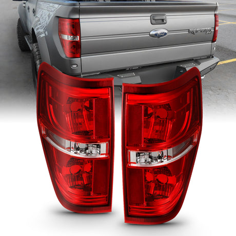ANZO ANZO 2009-2014 Ford F-150 Euro Taillight Red/Clear (W/O Bulb) Tail Lights aftermarket performance part
