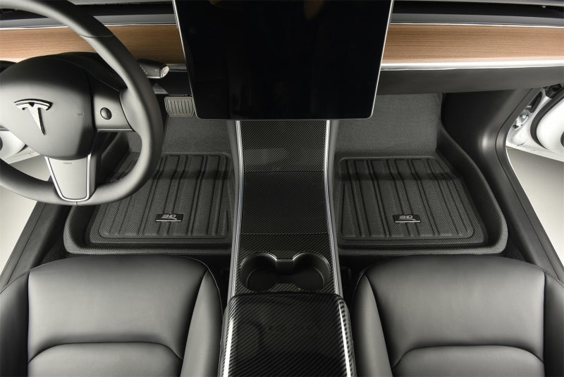 3D MAXpider 2020-2021 Tesla Model Y Elitect 1st & 2nd Row Floormats - Black 3D MAXpider Floor Mats - Rubber  AXOPROS