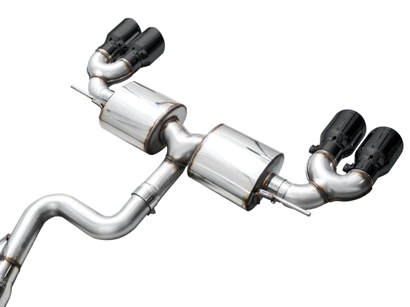 AWE MK8 Volkswagen Golf R 3in Touring Edition Quad Exhaust - Diamond Black Tips AWE Tuning Catback  AXOPROS