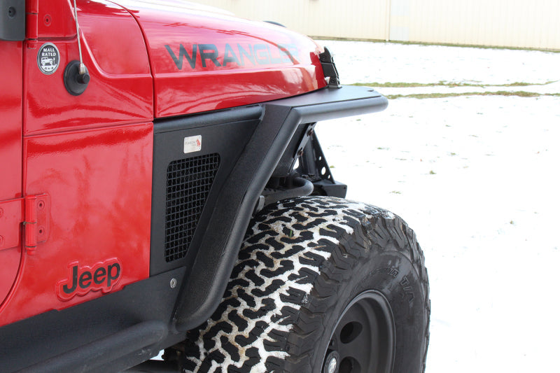 Fishbone Offroad 97-06 Jeep Wrangler TJ Steel Tube Fenders Front 3In Flare - Blk Textured Powdercoat Fishbone Offroad Fenders  AXOPROS