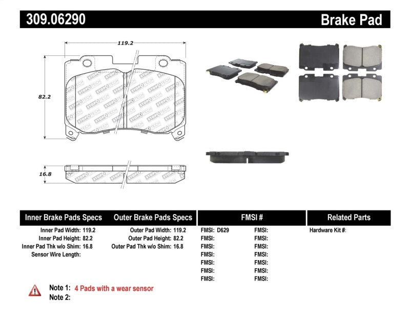 StopTech Performance 5/93-98 Toyota Supra Turbo Front Brake Pads Stoptech Brake Pads - Performance  AXOPROS