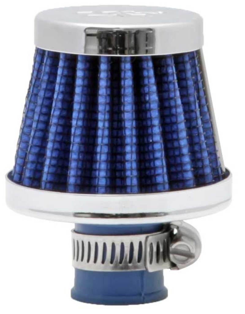 K&N 2in Base OD x .375in Flange ID x 1.75in H Rubber Base Crankcase Vent Filter - Blue K&N Engineering Air Filters - Universal Fit  AXOPROS