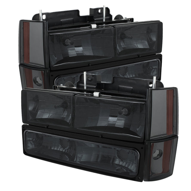 Xtune GMC Yukon 92-93 Crystal Headlights w/ Corner & Bumper Smoke HD-JH-GMCCK88-AM-SM-SET SPYDER Headlights  AXOPROS