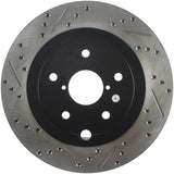 StopTech 08+ Subaru STI (Will Not Fit 05-07) Slotted & Drilled Sport Brake Rotor Stoptech Brake Rotors - Slot & Drilled  AXOPROS