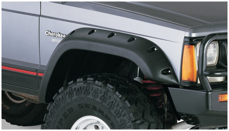 Bushwacker 84-01 Jeep Cherokee Cutout Style Flares 4pc Fits 4-Door Sport Utility Only - Black Bushwacker Fender Flares  AXOPROS