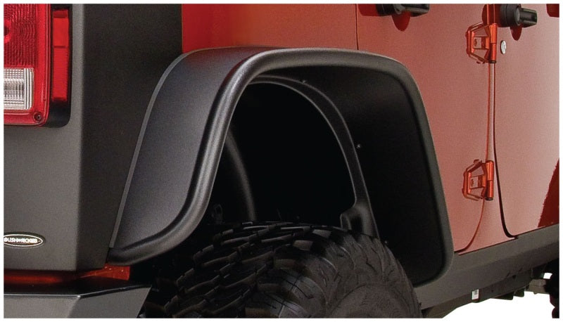 Bushwacker 07-18 Jeep Wrangler Unlimited Flat Style Flares 2pc 4-Door Sport Utility Only - Black Bushwacker Fender Flares  AXOPROS