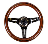 NRG Classic Wood Grain Steering Wheel (310mm) Dark Wood & Black Line Inlay w/Blk Chrome 3-Spoke Ctr. NRG Steering Wheels  AXOPROS