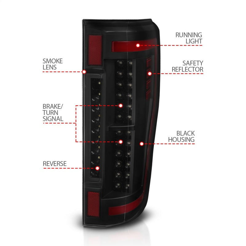 ANZO 2017+ Ford F-250 LED Taillights - Black/Smoke ANZO Tail Lights  AXOPROS