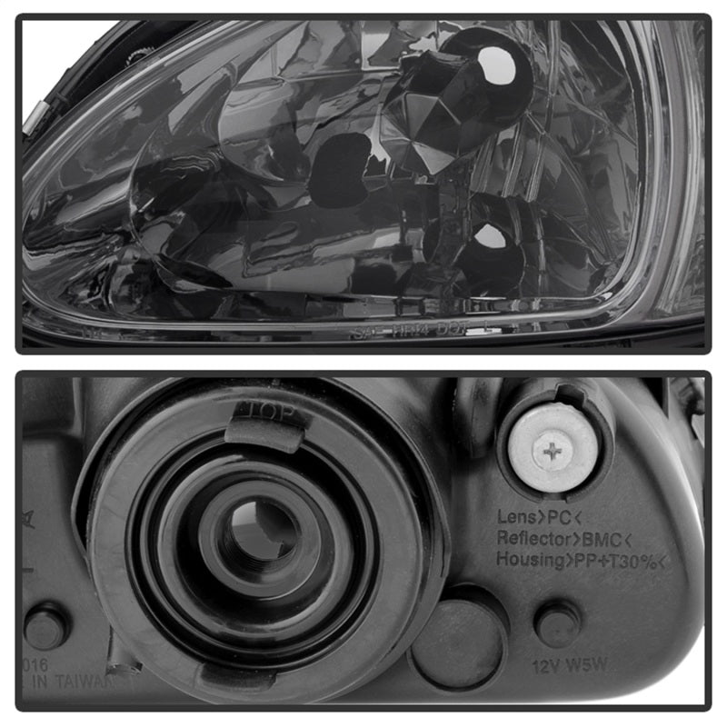 Xtune Honda Del Sol 93-97 1Pc Crystal Headlights Smoke HD-ON-HDEL93-1P-SM SPYDER Headlights  AXOPROS