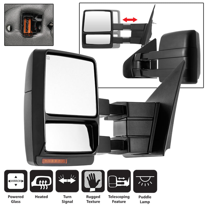 Xtune Ford F150 07-14 Power Heated Amber LED Signal Telescoping Mirror Left MIR-FF15007S-PWH-AM-L SPYDER Side Mirrors  AXOPROS