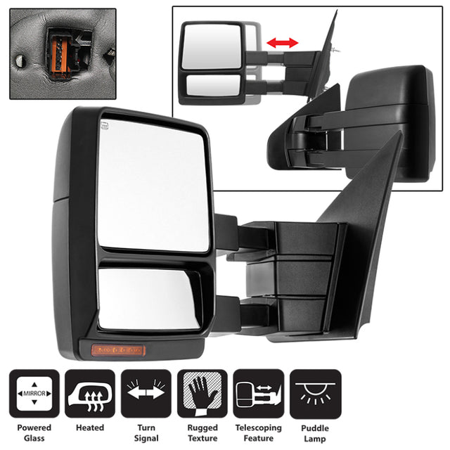 Xtune Ford F150 07-14 Power Heated Amber LED Signal Telescoping Mirror Left MIR-FF15007S-PWH-AM-L SPYDER Side Mirrors  AXOPROS