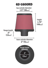 K&N 2in Base OD x .375in Flange ID x 1.75in H Rubber Base Crankcase Vent Filter K&N Engineering Air Filters - Universal Fit  AXOPROS